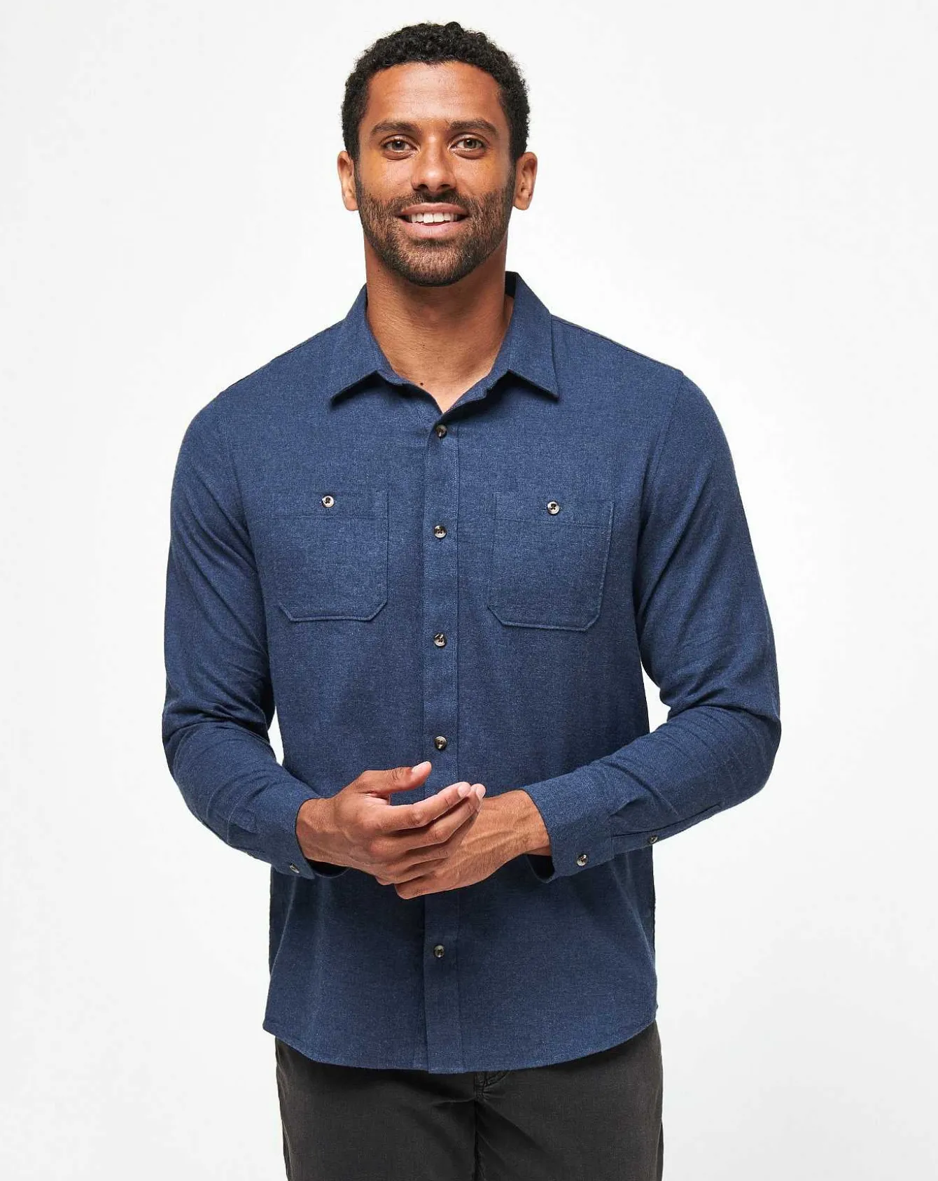 Cloud Flannel Button-Up