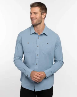 Cloud Flannel Button-Up