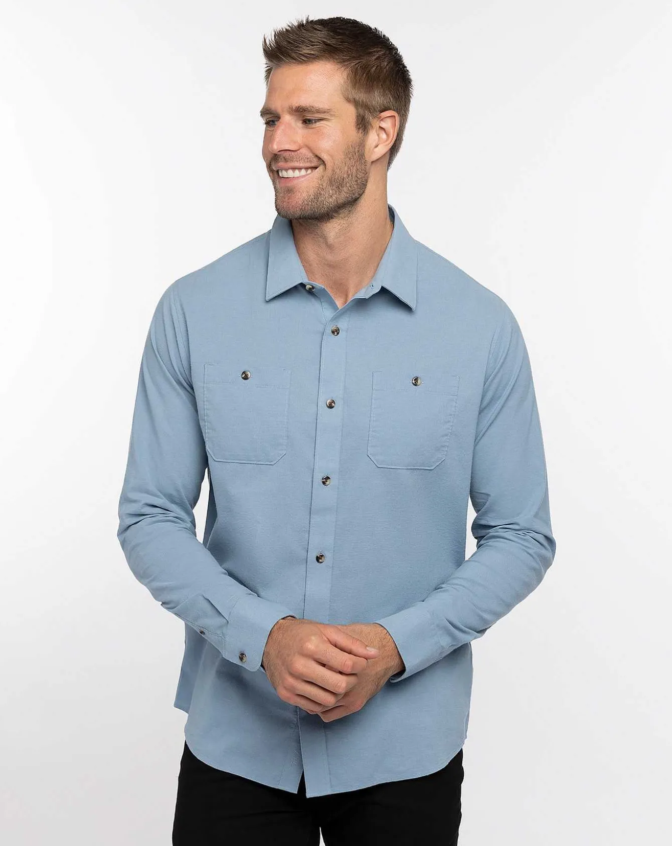 Cloud Flannel Button-Up