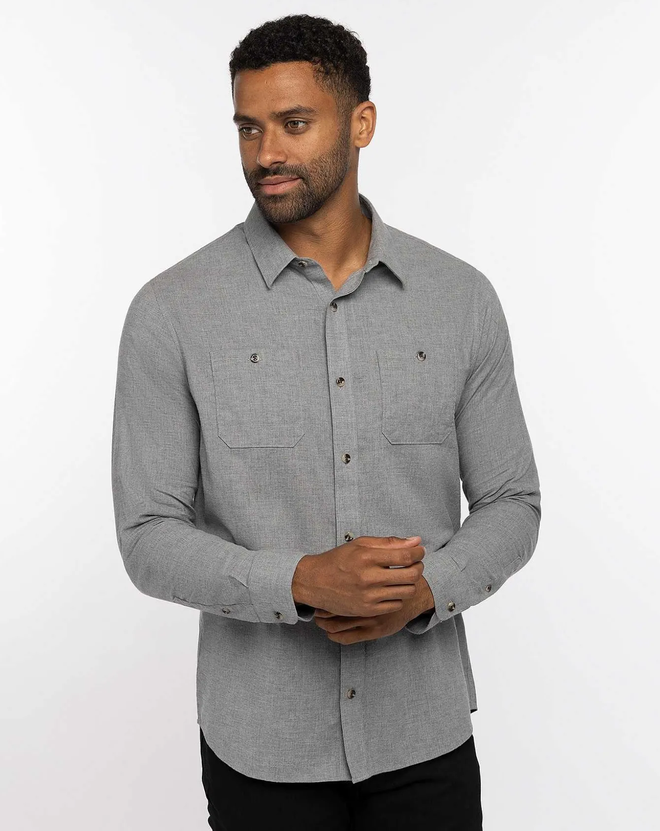 Cloud Flannel Button-Up