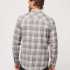 Cloud Flannel Plaid Button-Up