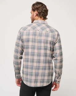 Cloud Flannel Plaid Button-Up