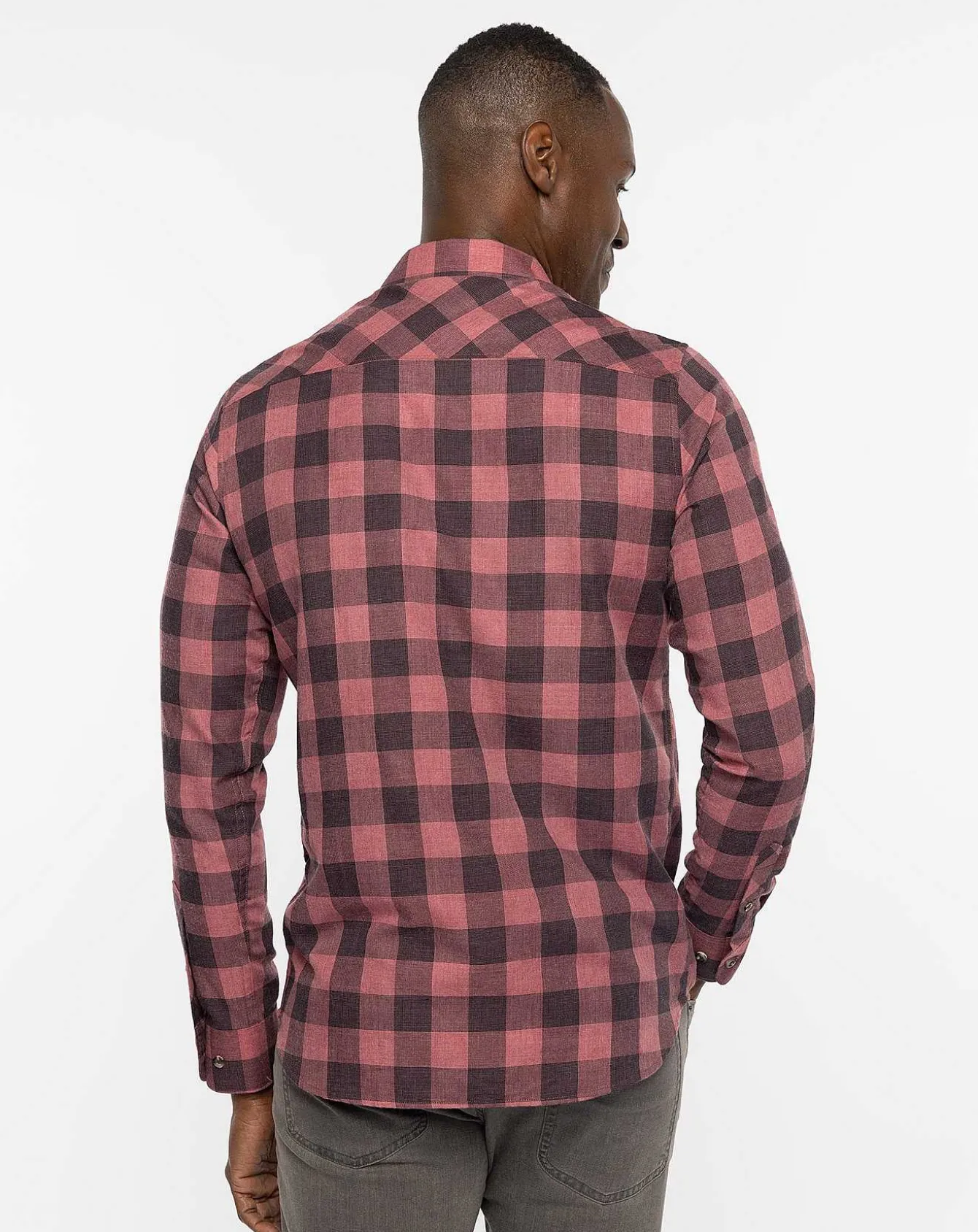 Cloud Flannel Plaid Button-Up