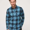 Cloud Flannel Plaid Button-Up