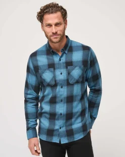 Cloud Flannel Plaid Button-Up