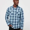 Cloud Flannel Plaid Button-Up