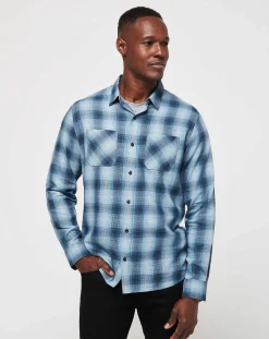 Cloud Flannel Plaid Button-Up