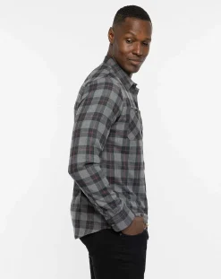 Cloud Flannel Plaid Button-Up