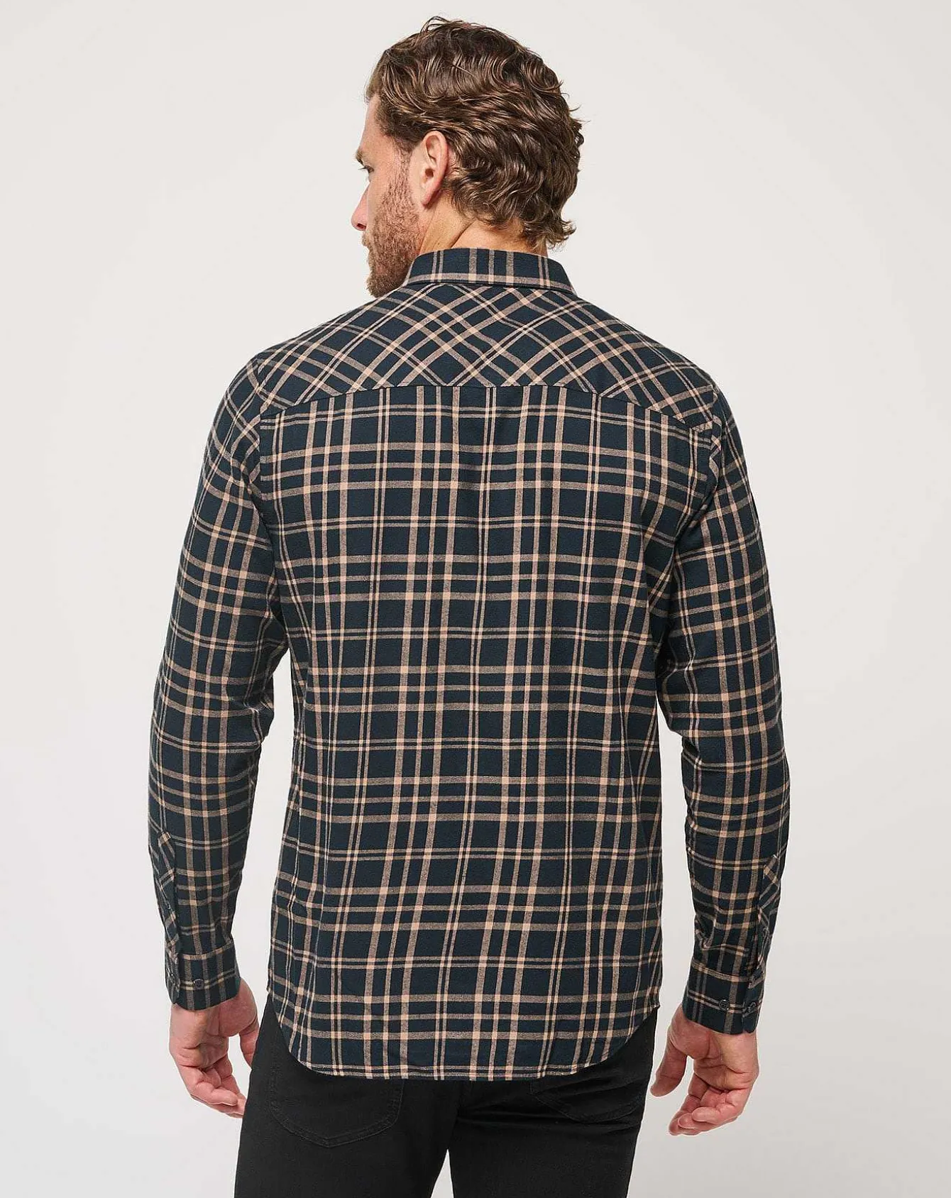 Cloud Flannel Plaid Button-Up