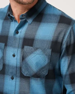 Cloud Flannel Plaid Button-Up