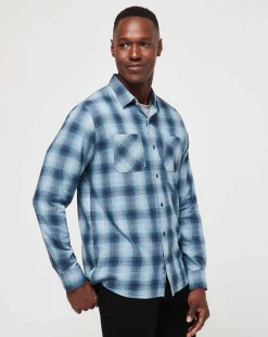 Cloud Flannel Plaid Button-Up