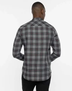 Cloud Flannel Plaid Button-Up