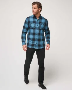 Cloud Flannel Plaid Button-Up