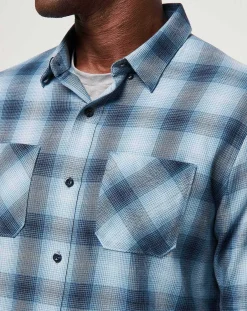 Cloud Flannel Plaid Button-Up