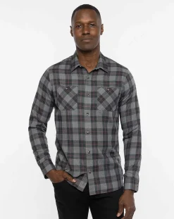 Cloud Flannel Plaid Button-Up