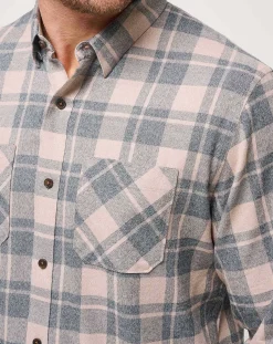 Cloud Flannel Plaid Button-Up