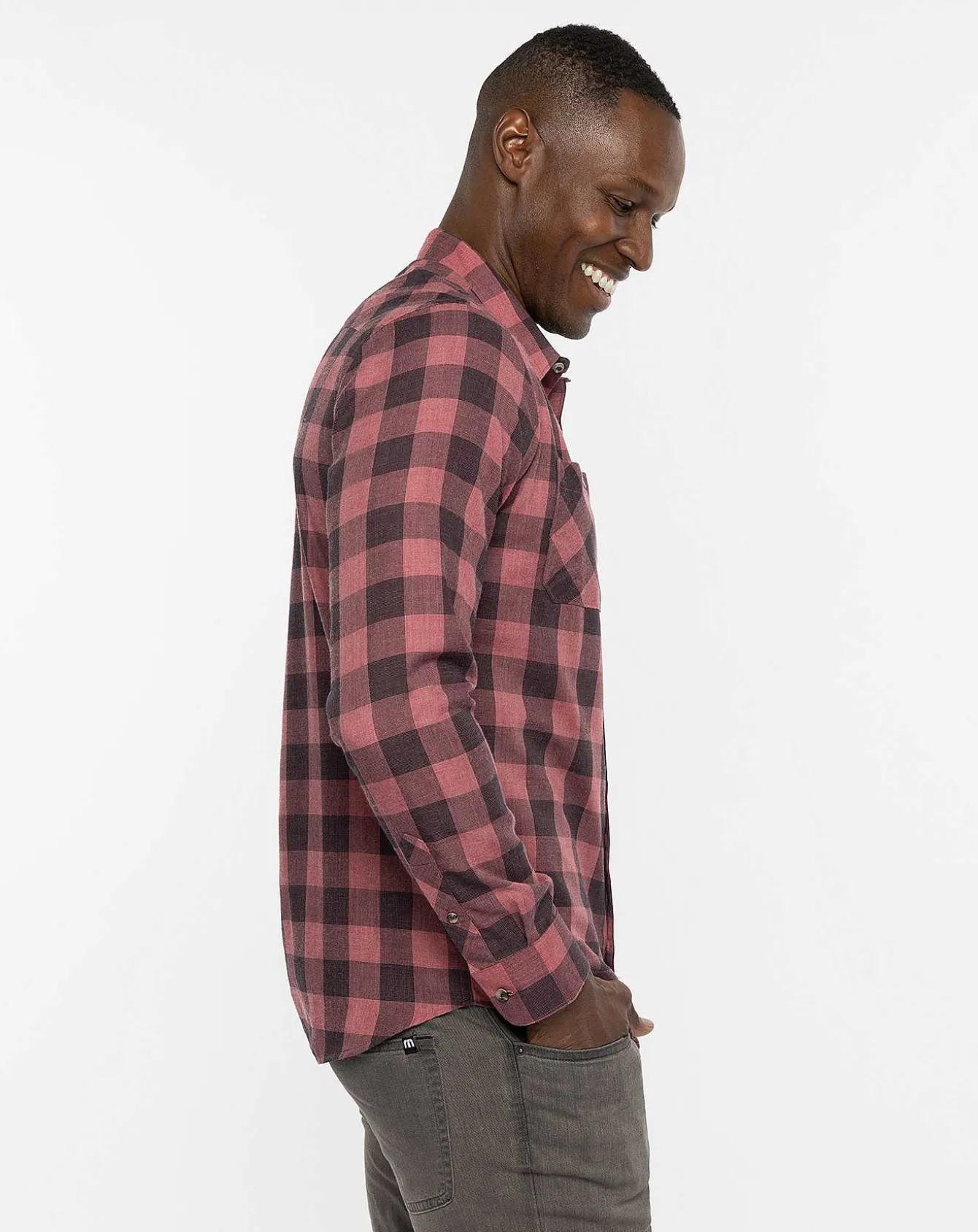 Cloud Flannel Plaid Button-Up