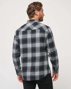 Cloud Flannel Plaid Button-Up