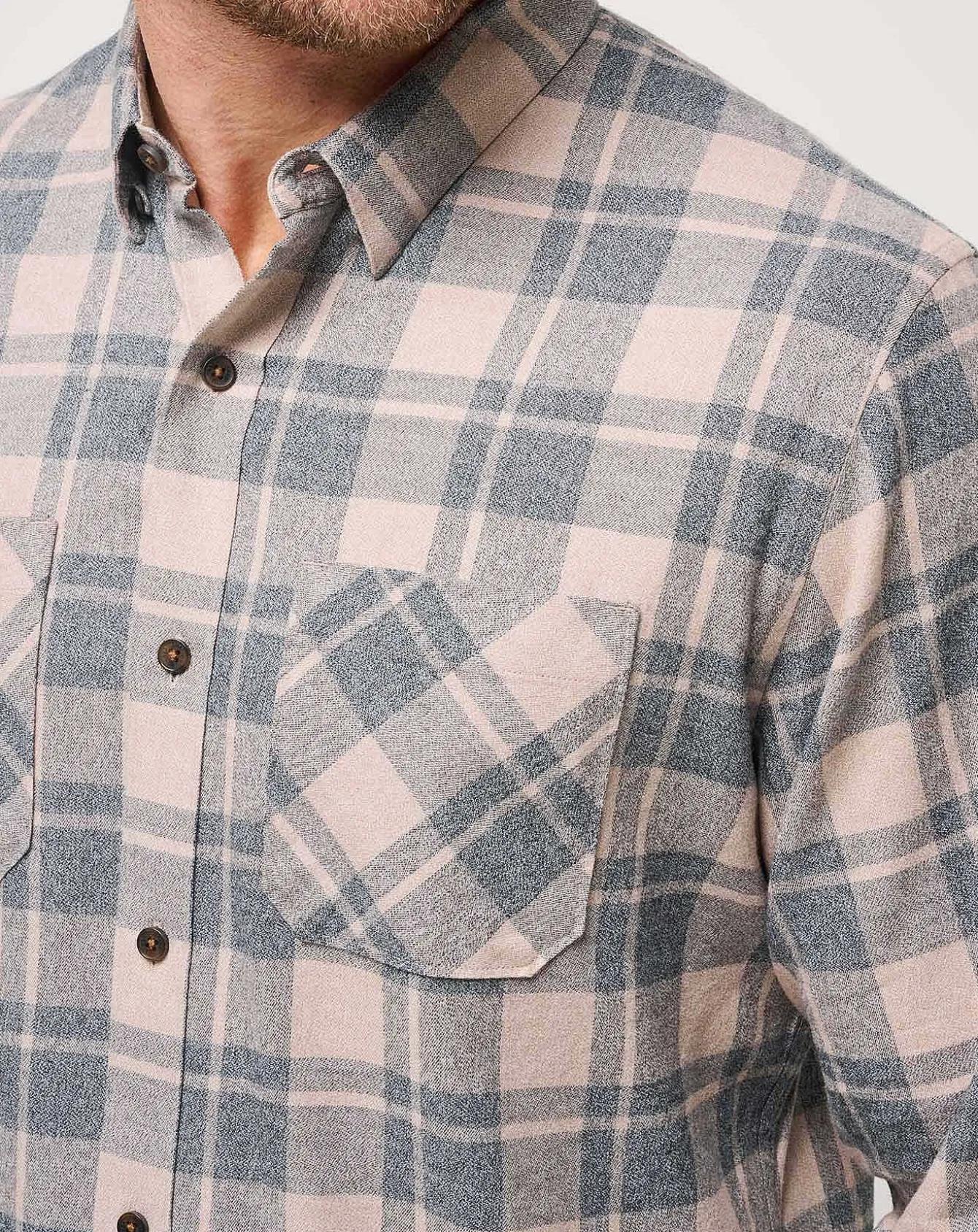 Cloud Flannel Plaid Button-Up