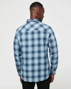 Cloud Flannel Plaid Button-Up