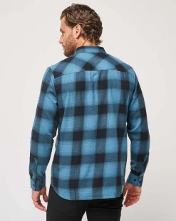 Cloud Flannel Plaid Button-Up