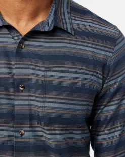 Cloud Flannel Stripe Button-Up