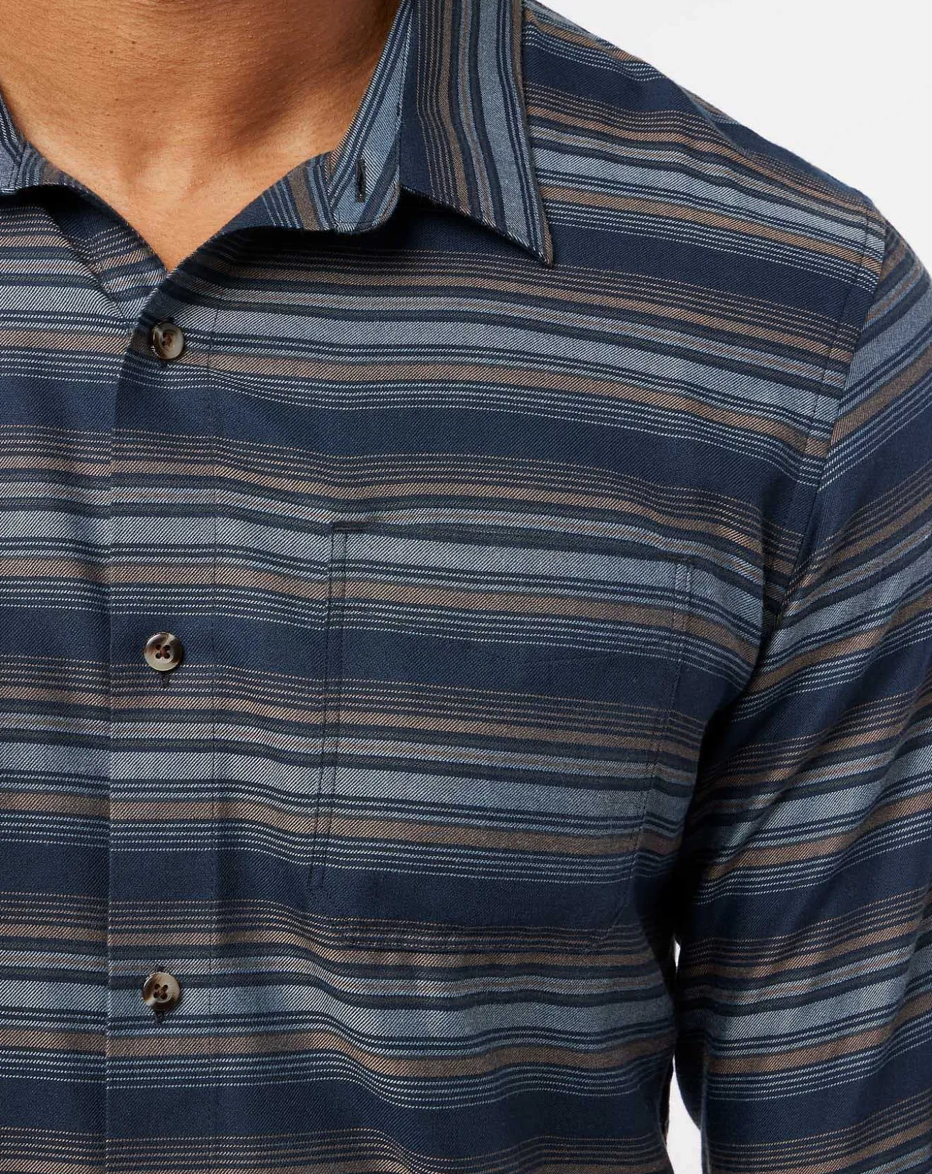 Cloud Flannel Stripe Button-Up