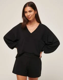 Cloud Terry Vneck Top