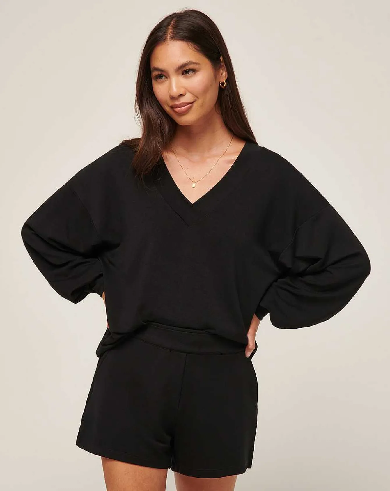 Cloud Terry Vneck Top